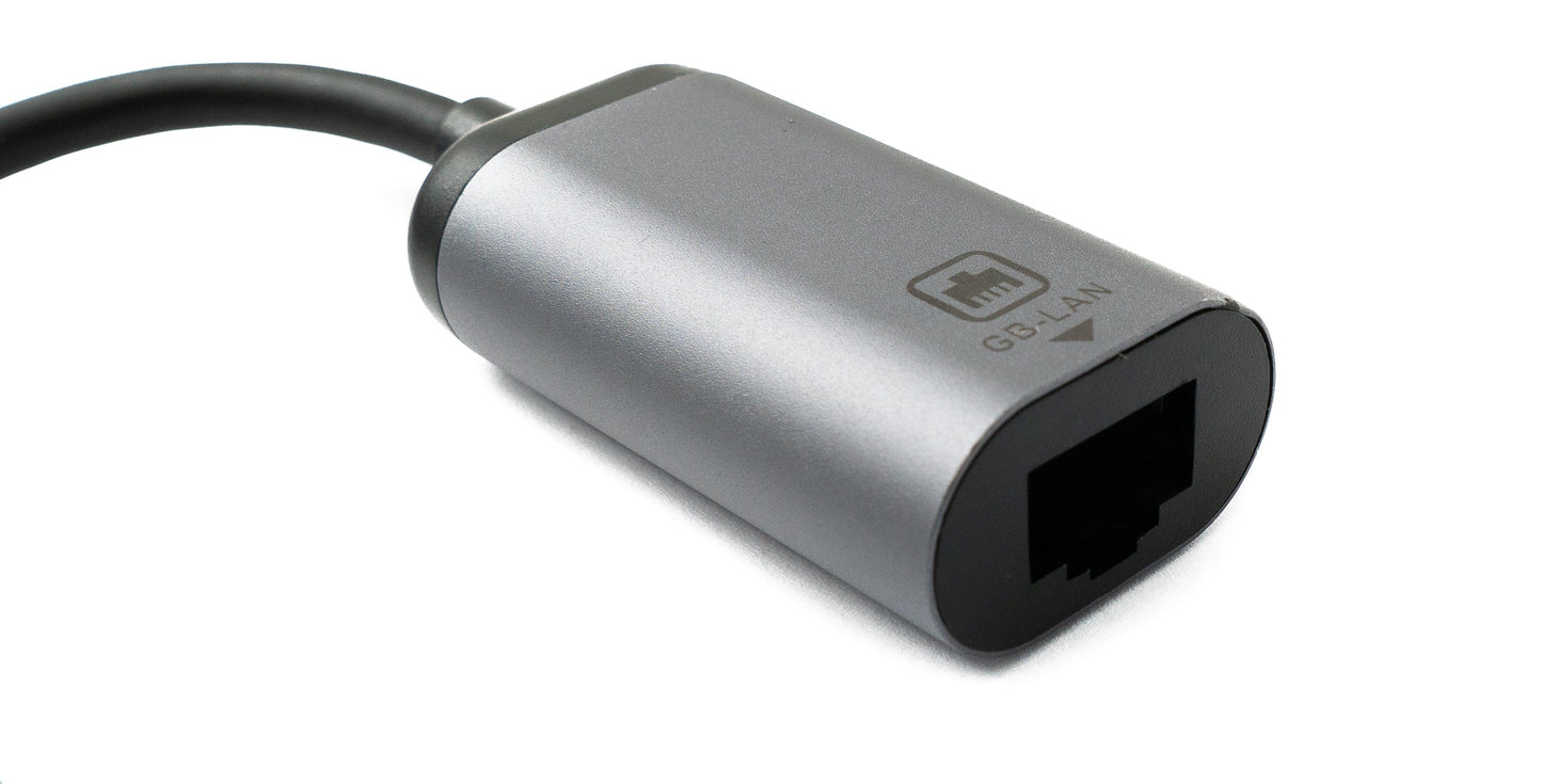 SYSTEM-S LAN snúra 19 cm RJ45 tengi í USB 3.1 Type C tengi millistykki í gráu