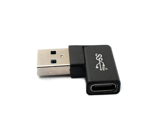 SYSTEM-S USB 3.1 adapter type C female to 3.0 type A male angled cable in black