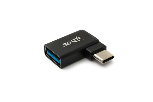 SYSTEM-S USB 3.1 adapter type C male to 3.0 type A female angled cable in black