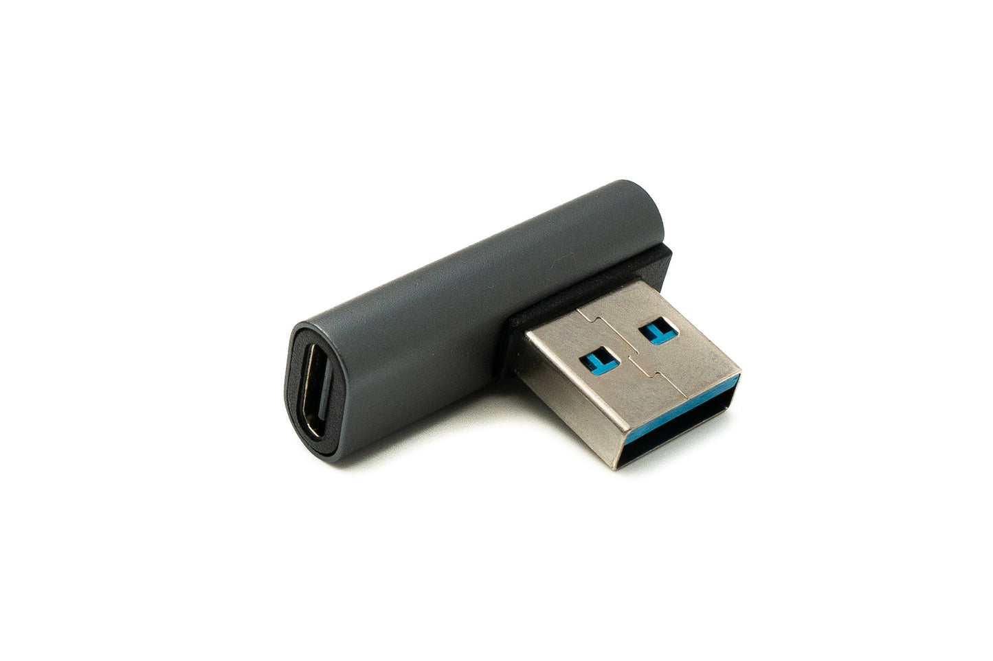 SYSTEM-S USB 3.1 Adapter Typ C Buchse zu 3.0 Typ A Stecker Winkel Kabel in Grau