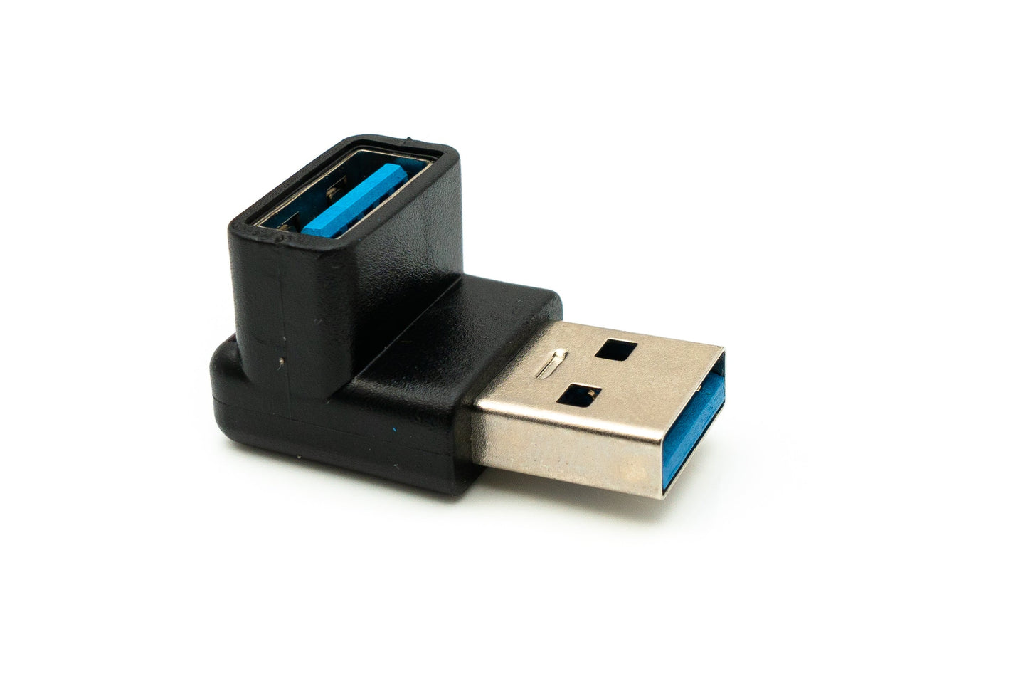 SYSTEM-S USB 3.0 millistykki af gerð A karlkyns í kvenkyns hornsnúra í svörtu