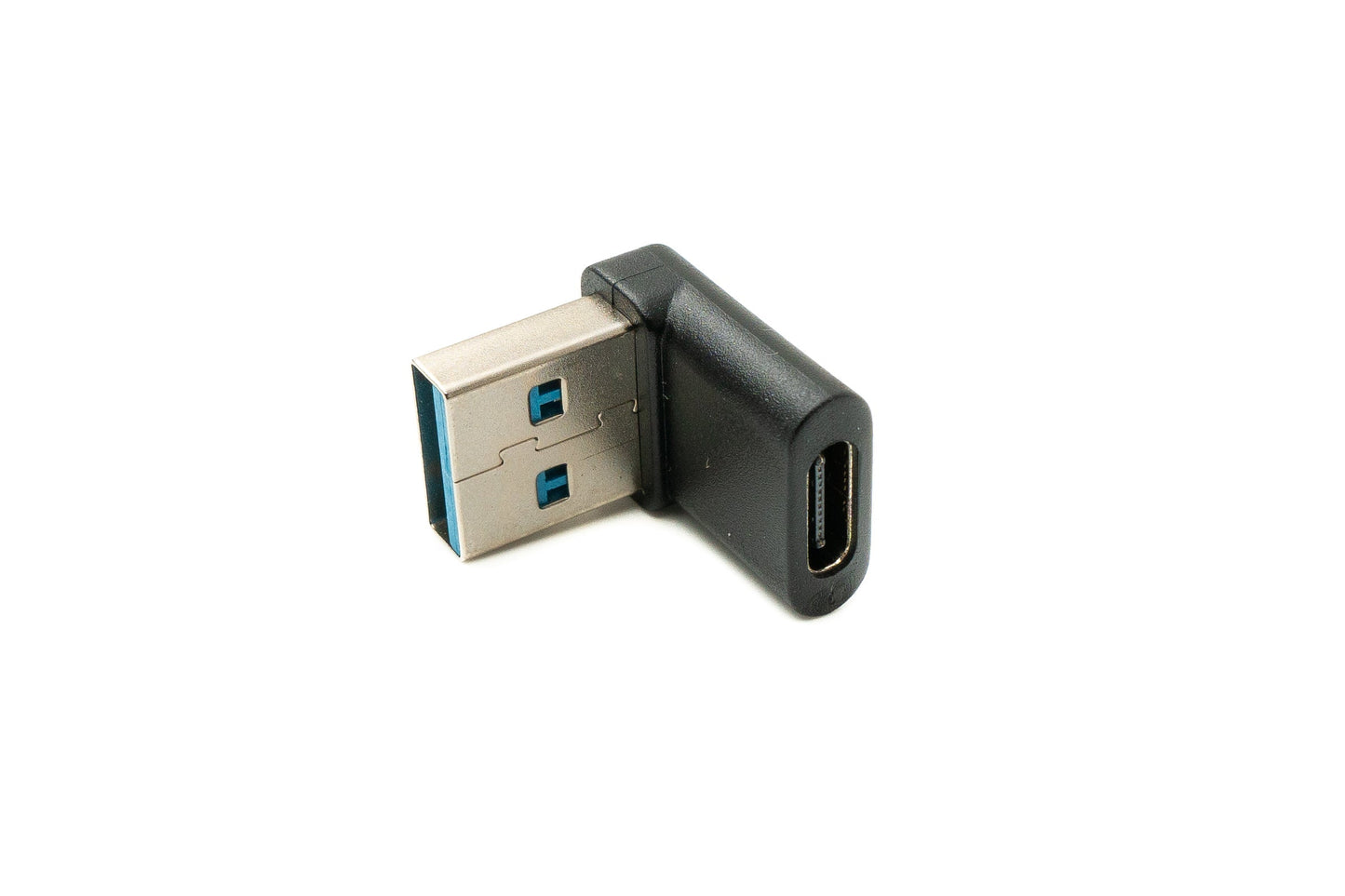 SYSTEM-S USB 3.1 millistykki af gerð C kvenkyns í 3.0 af gerð A karlkyns vinklaðan snúru í svörtu