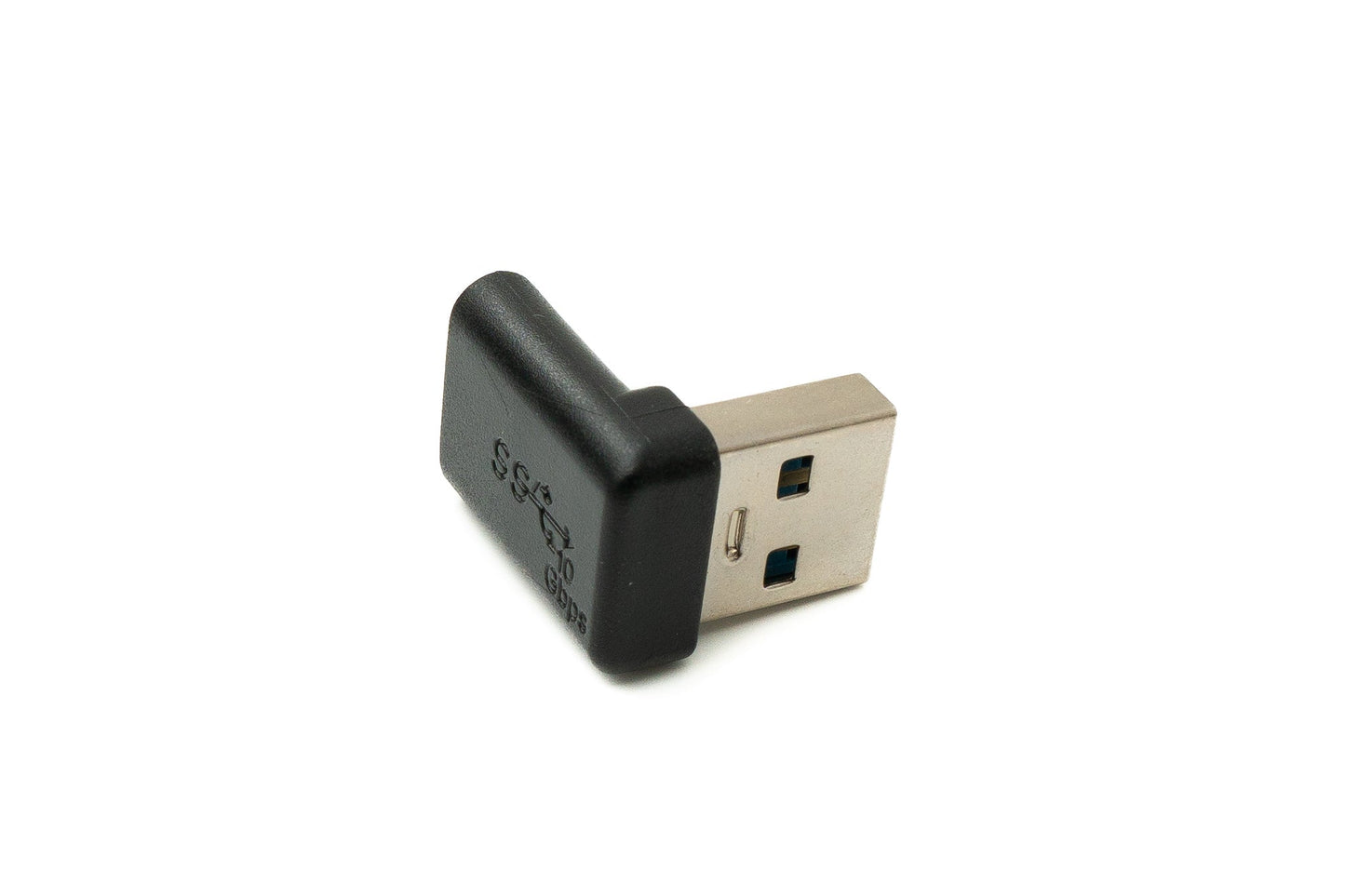 SYSTEM-S USB 3.1 millistykki af gerð C kvenkyns í 3.0 af gerð A karlkyns vinklaðan snúru í svörtu