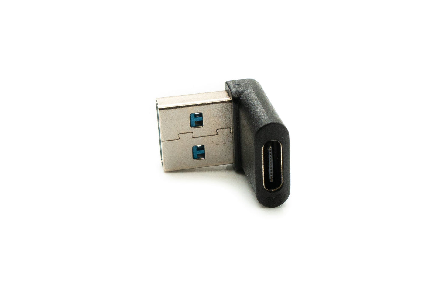 SYSTEM-S USB 3.1 millistykki af gerð C kvenkyns í 3.0 af gerð A karlkyns vinklaðan snúru í svörtu