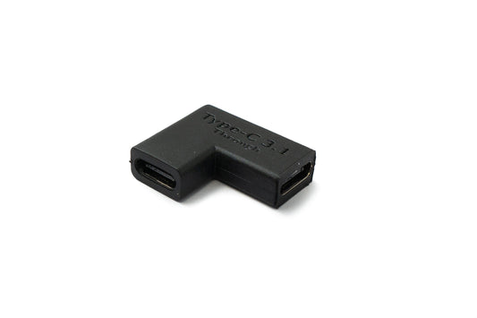 SYSTEM-S USB 3.1 millistykki af gerðinni C, kvenkyns í kvenkyns, vinklaður snúra, svartur