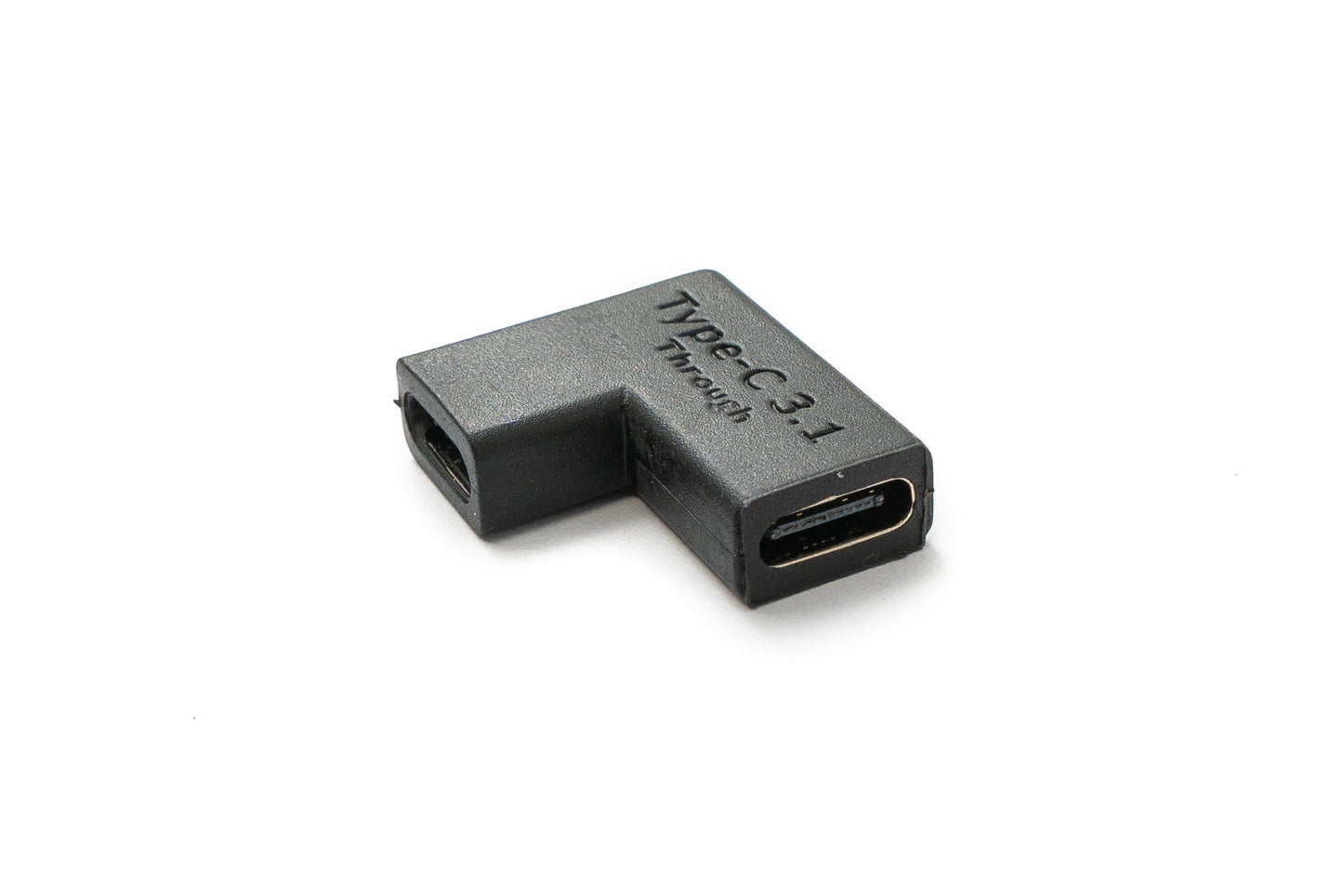 SYSTEM-S USB 3.1 millistykki af gerðinni C, kvenkyns í kvenkyns, vinklaður snúra, svartur