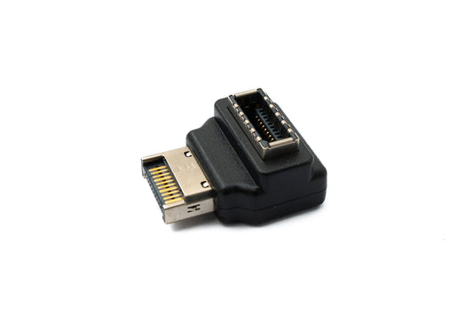 SYSTEM-S USB 3.1 millistykki af gerð E kvenkyns í karlkyns millistykki, hornrétt, svart