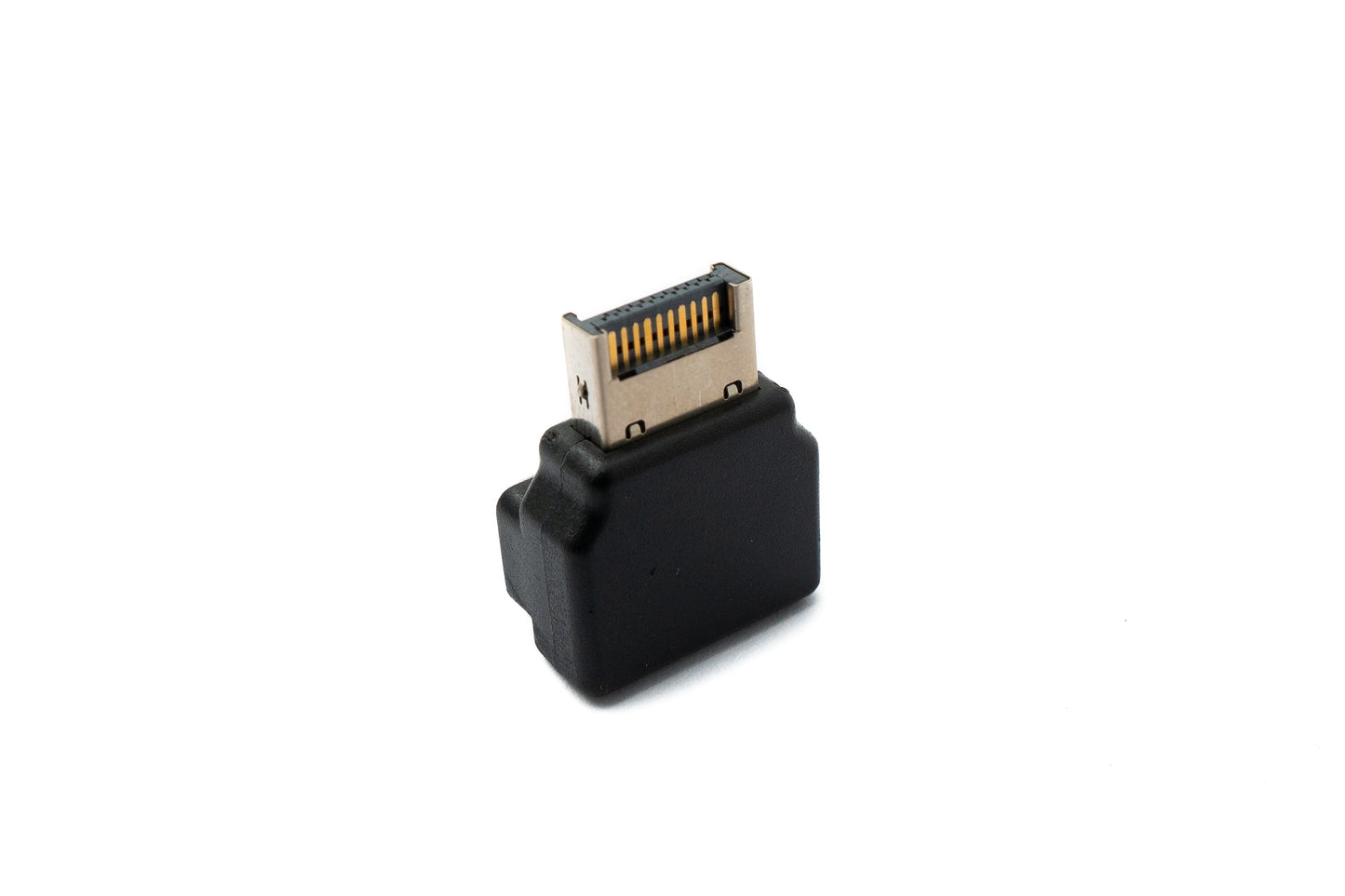 SYSTEM-S USB 3.1 millistykki af gerð E kvenkyns í karlkyns millistykki, hornrétt, svart