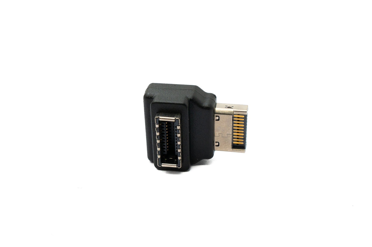 SYSTEM-S USB 3.1 millistykki af gerð E kvenkyns í karlkyns millistykki, hornrétt, svart