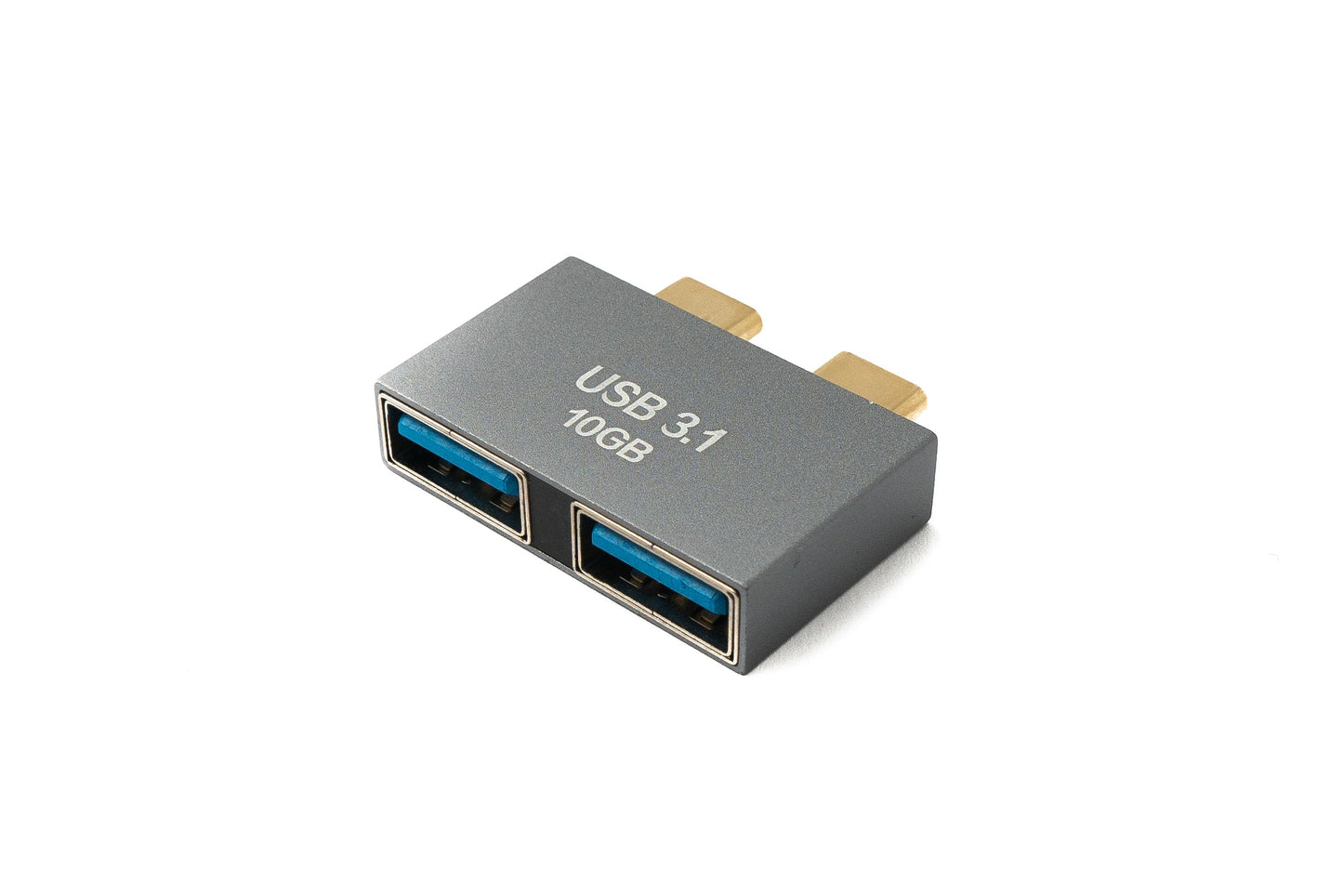 SYSTEM-S USB 3.1 Gen 2 tvöfaldur millistykki, 2x Type C karlkyns í 2x 3.0 Type A kvenkyns snúra OTG