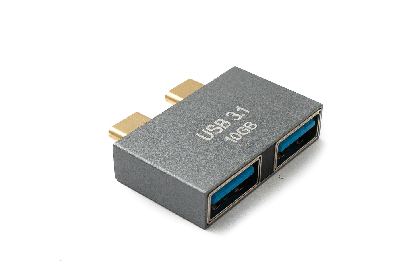 SYSTEM-S USB 3.1 Gen 2 tvöfaldur millistykki, 2x Type C karlkyns í 2x 3.0 Type A kvenkyns snúra OTG