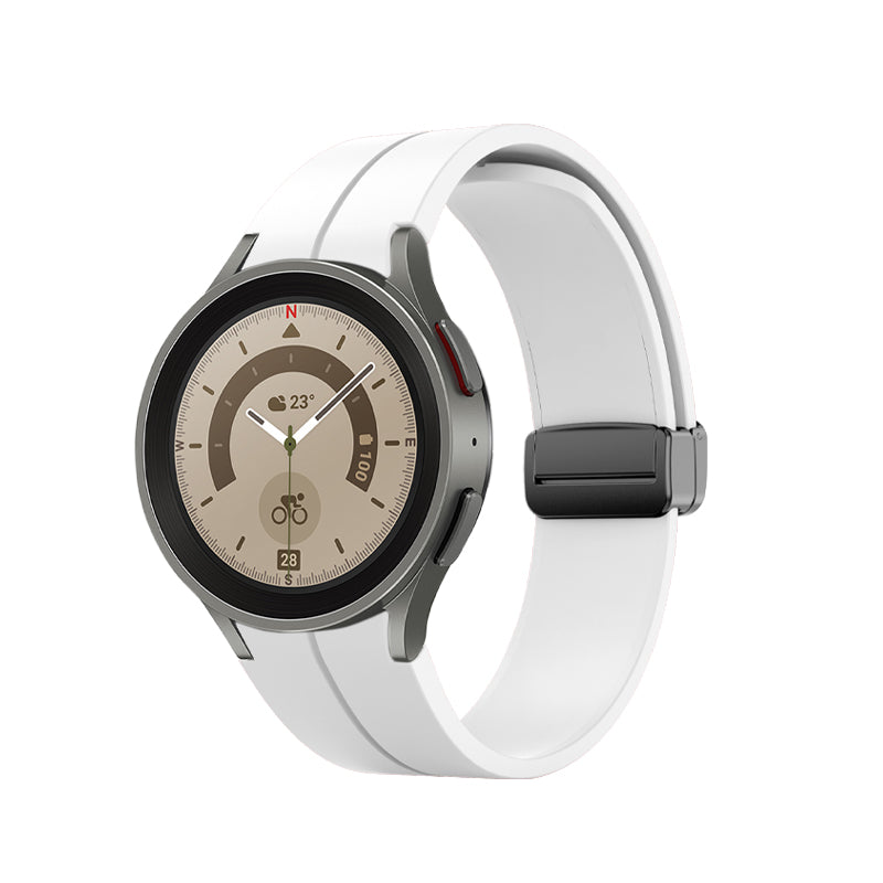 SYSTEM-S 20 mm sílikonól fyrir Samsung Galaxy Watch 5 4 snjallúr í hvítu
