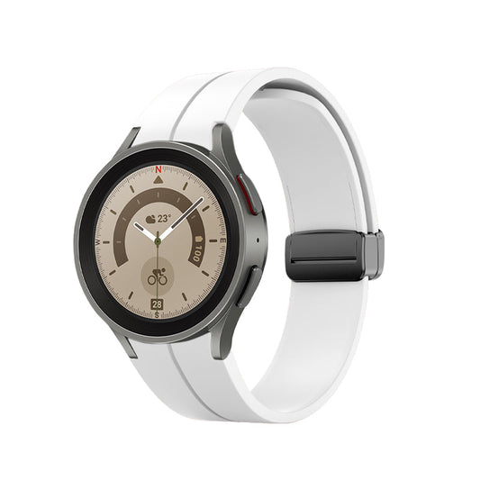 SYSTEM-S 20 mm sílikonól fyrir Samsung Galaxy Watch 5 4 snjallúr í hvítu