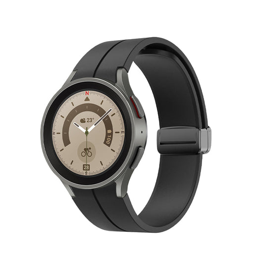 SYSTEM-S 20 mm sílikonól fyrir Samsung Galaxy Watch 5 4 snjallúr í svörtu