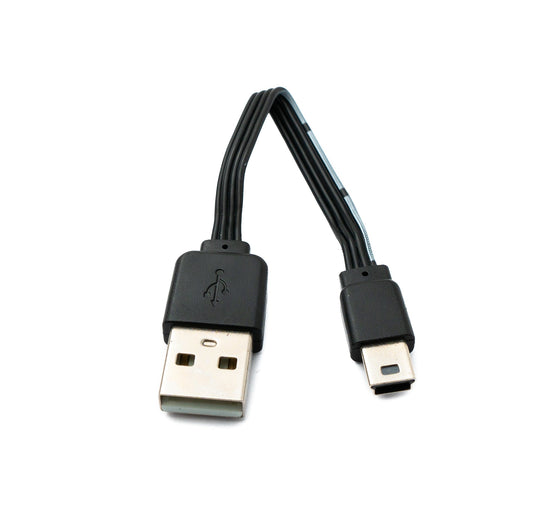 SYSTEM-S USB 2.0 snúra 13 cm Mini B tengi í Type A tengi stutt flatt svart