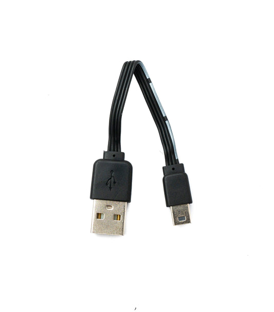 SYSTEM-S USB 2.0 snúra 13 cm Mini B tengi í Type A tengi stutt flatt svart