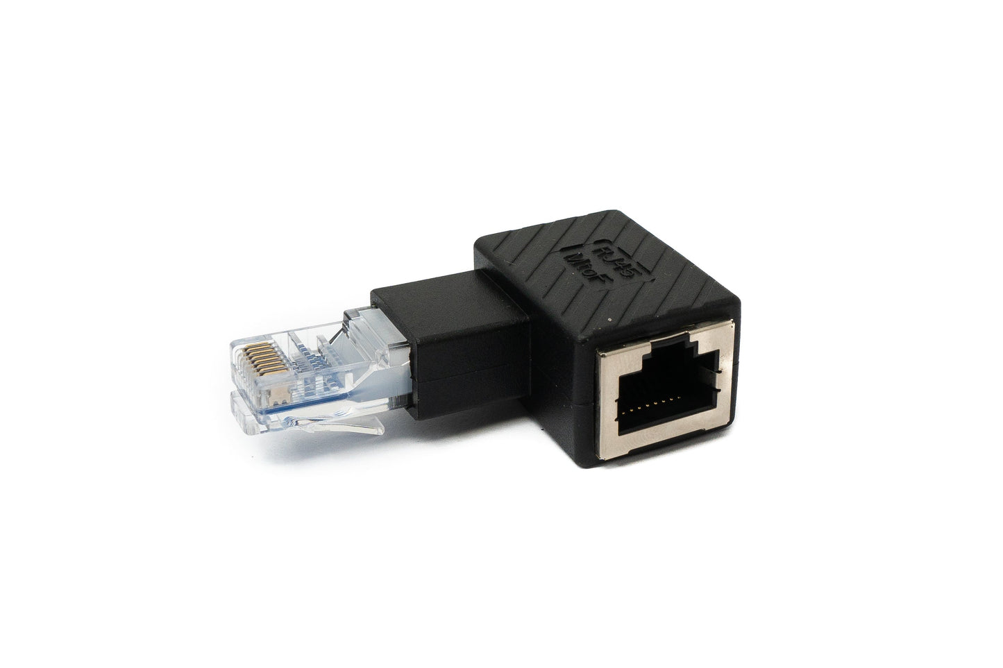 SYSTEM-S LAN Adapter RJ45 Stecker zu Buchse Winkel Ethernetadapter Kabel in Schwarz
