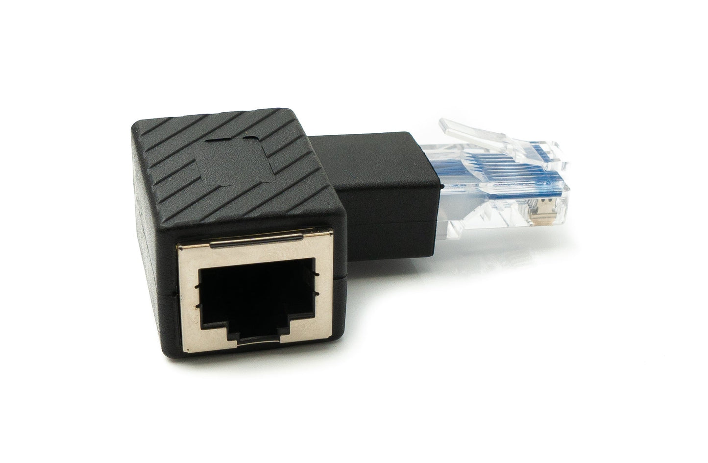 SYSTEM-S LAN Adapter RJ45 Stecker zu Buchse Winkel Ethernetadapter Kabel in Schwarz