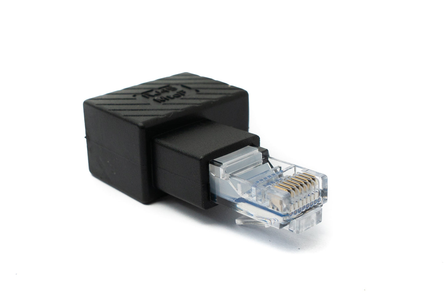 SYSTEM-S LAN Adapter RJ45 Stecker zu Buchse Winkel Ethernetadapter Kabel in Schwarz
