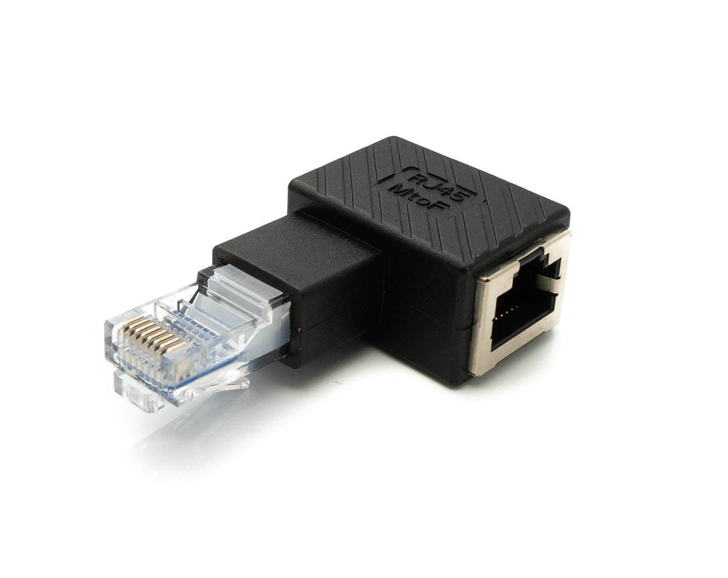 SYSTEM-S LAN Adapter RJ45 Stecker zu Buchse Winkel Ethernetadapter Kabel in Schwarz