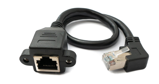 SYSTEM-S LAN snúra 30 cm 8P8C tengi í innstungu með skrúfu, svört