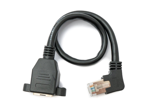 SYSTEM-S LAN snúra 30 cm 8P8C tengi í innstungu með skrúfu, svört