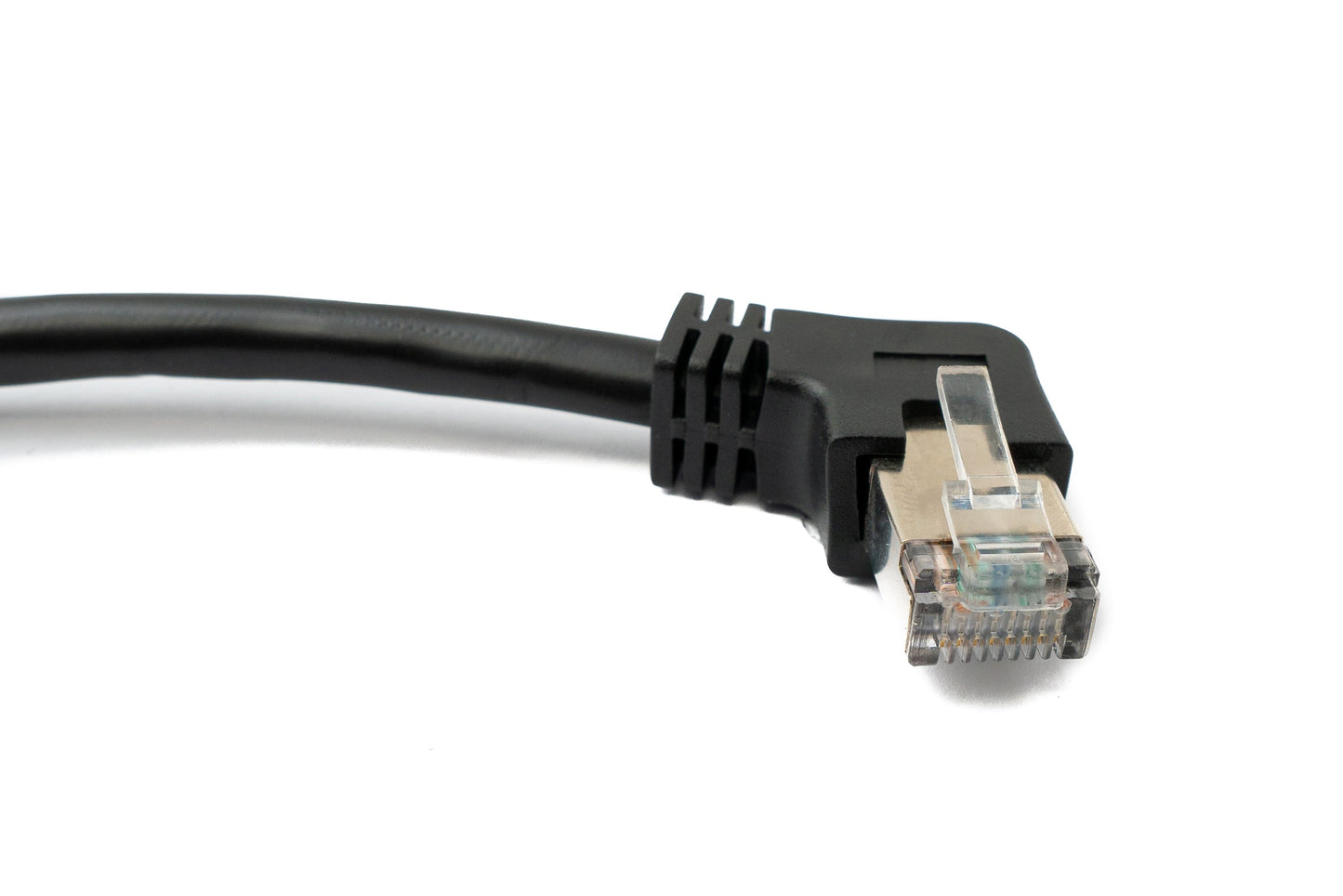 SYSTEM-S LAN snúra 30 cm 8P8C tengi í innstungu með skrúfu, svört