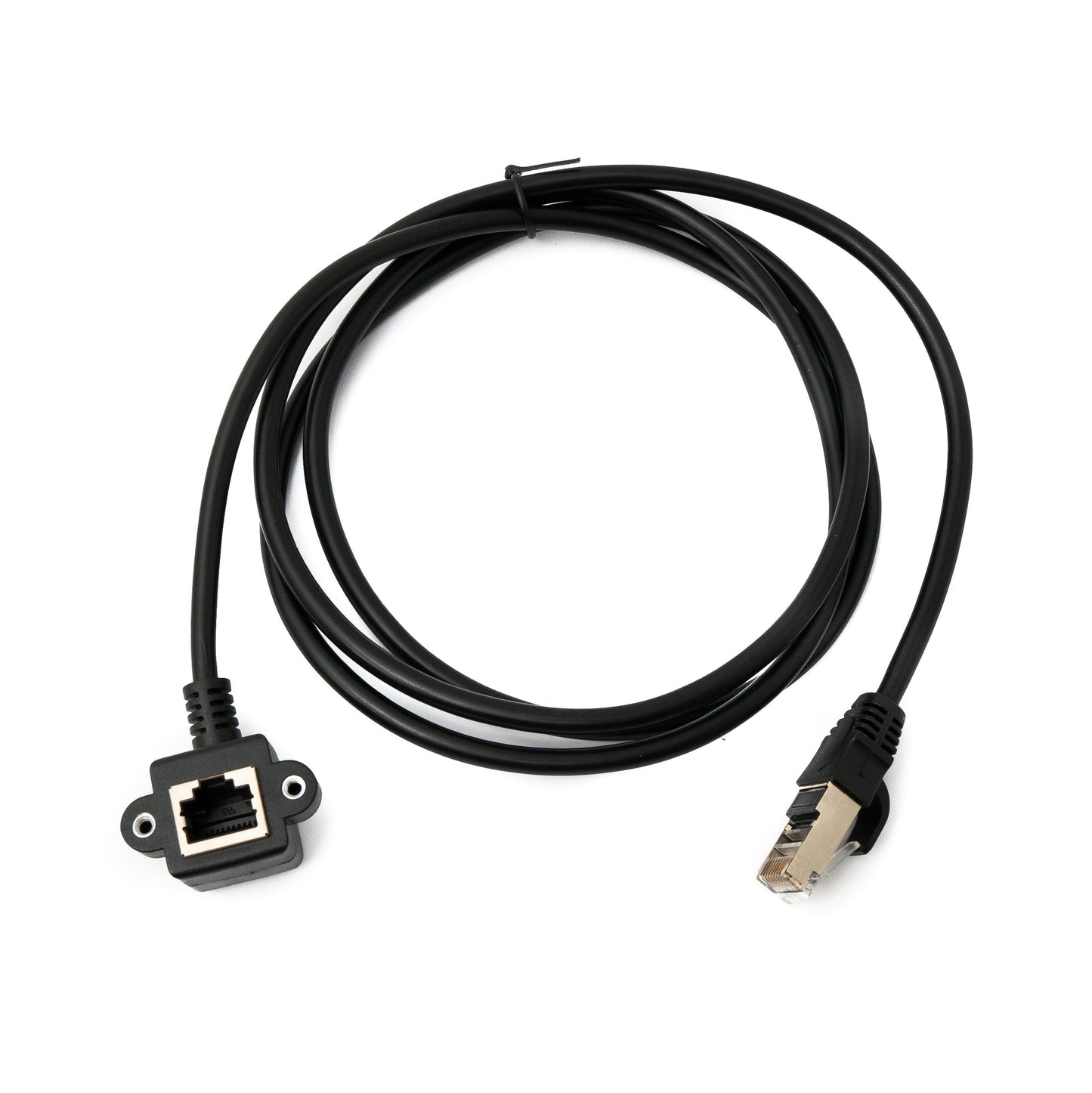 SYSTEM-S LAN Kabel 150 cm 8P8C Buchse zu RJ45 Stecker Winkel Schraube in Schwarz