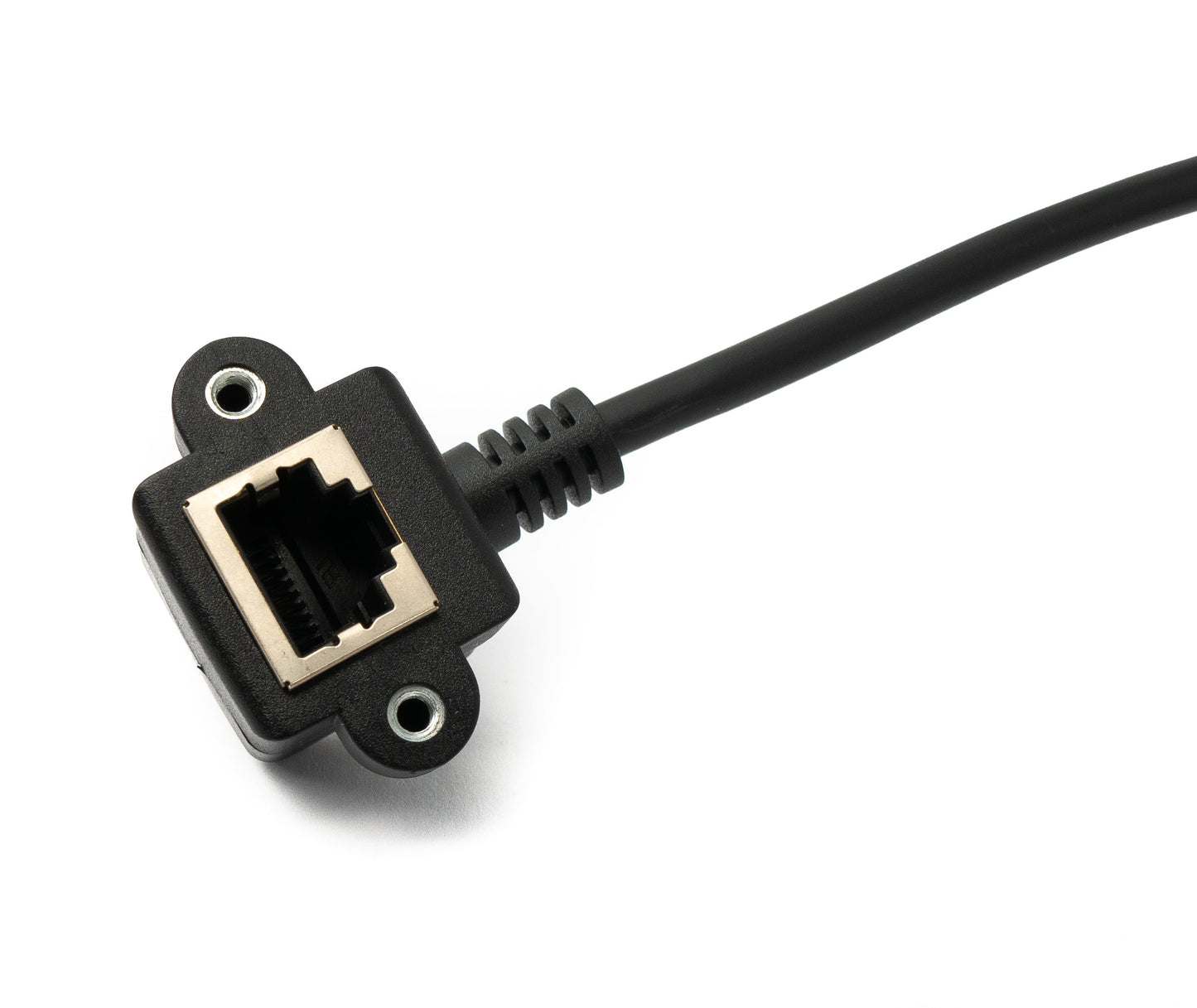 SYSTEM-S LAN Kabel 150 cm 8P8C Buchse zu RJ45 Stecker Winkel Schraube in Schwarz