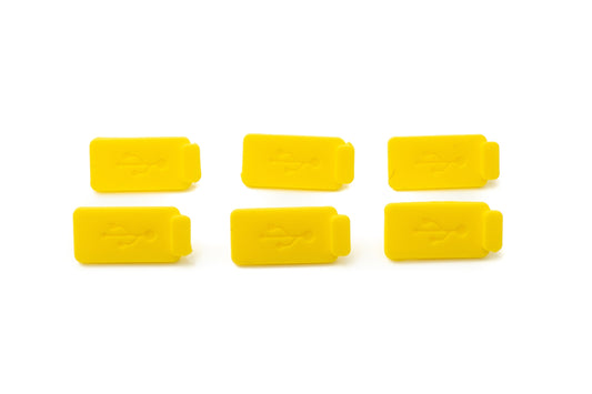 SYSTEM-S 6x USB Type A Anti Dust Protection Cover made of silicone in yellow