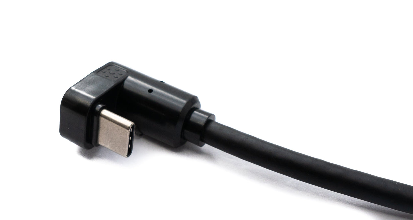 SYSTEM-S USB 3.2 Gen 1 snúra 200 cm Tegund C karlkyns í karlkyns U-snúningur 180° horn Svart