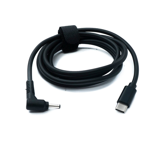 SYSTEM-S DC 12V snúra 150 cm 3.0 x 1.1 tengi í USB 3.1 Tegund C tengi, horntengi