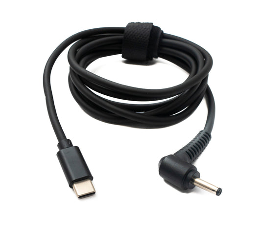 SYSTEM-S DC 12V snúra 150 cm 3,5 x 1,35 tengi í USB 3.1 Tegund C tengi, horntengi