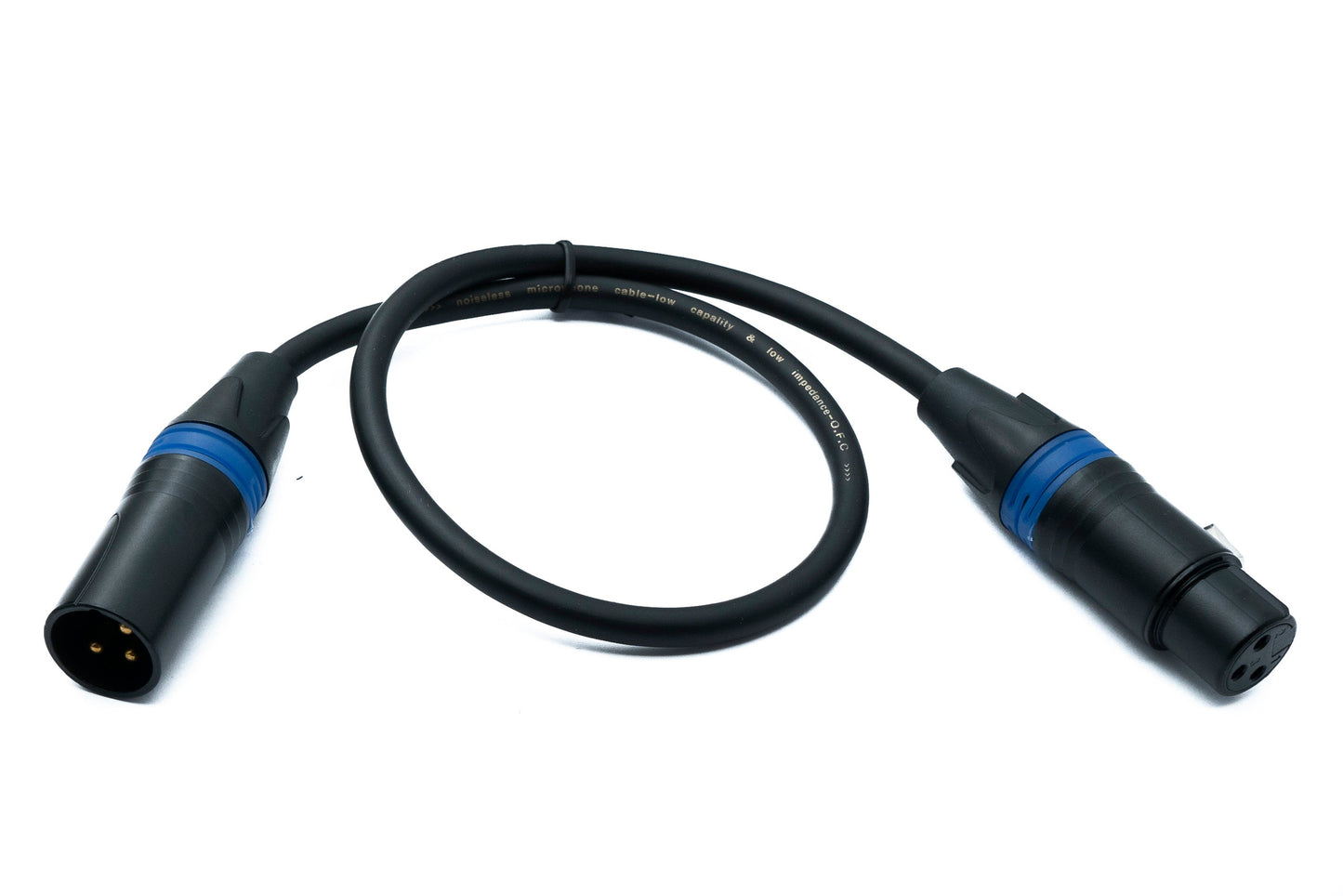 SYSTEM-S Audio XLR snúra 50 cm 3 pinna karlkyns í kvenkyns í svörtu