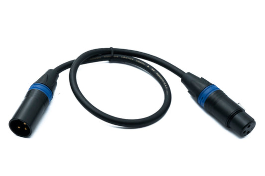 SYSTEM-S Audio XLR snúra 50 cm 3 pinna karlkyns í kvenkyns í svörtu