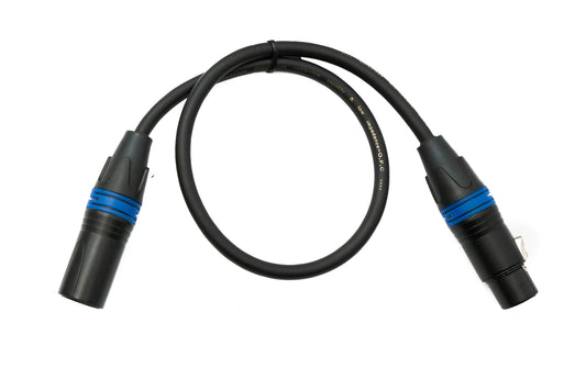 SYSTEM-S Audio XLR snúra 50 cm 3 pinna karlkyns í kvenkyns í svörtu