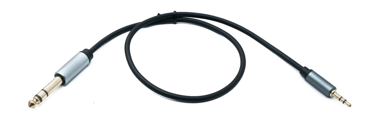 SYSTEM-S Hljóðtengisnúra 50 cm 6,35 mm 2 pinna tengi í 3,5 mm 3 pinna tengi AUX