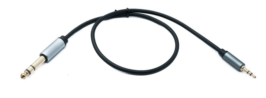 SYSTEM-S Hljóðtengisnúra 50 cm 6,35 mm 2 pinna tengi í 3,5 mm 3 pinna tengi AUX