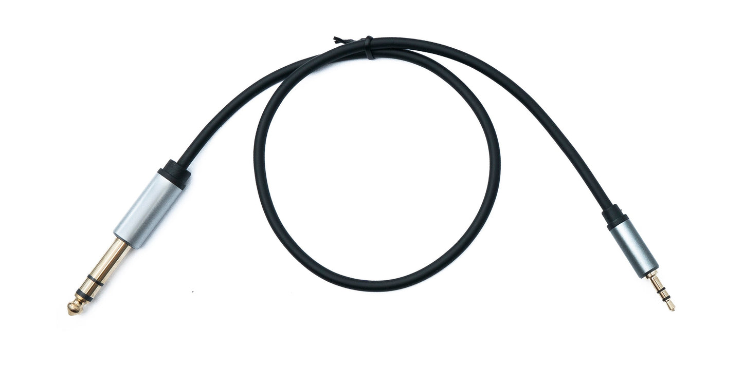SYSTEM-S Hljóðtengisnúra 50 cm 6,35 mm 2 pinna tengi í 3,5 mm 3 pinna tengi AUX