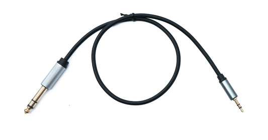 SYSTEM-S Hljóðtengisnúra 50 cm 6,35 mm 2 pinna tengi í 3,5 mm 3 pinna tengi AUX