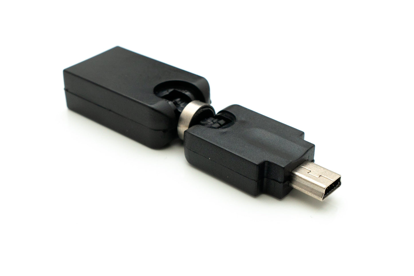 SYSTEM-S USB 2.0 Adapter Mini B Stecker zu Typ A Buchse 360° Winkel Kabel in Schwarz