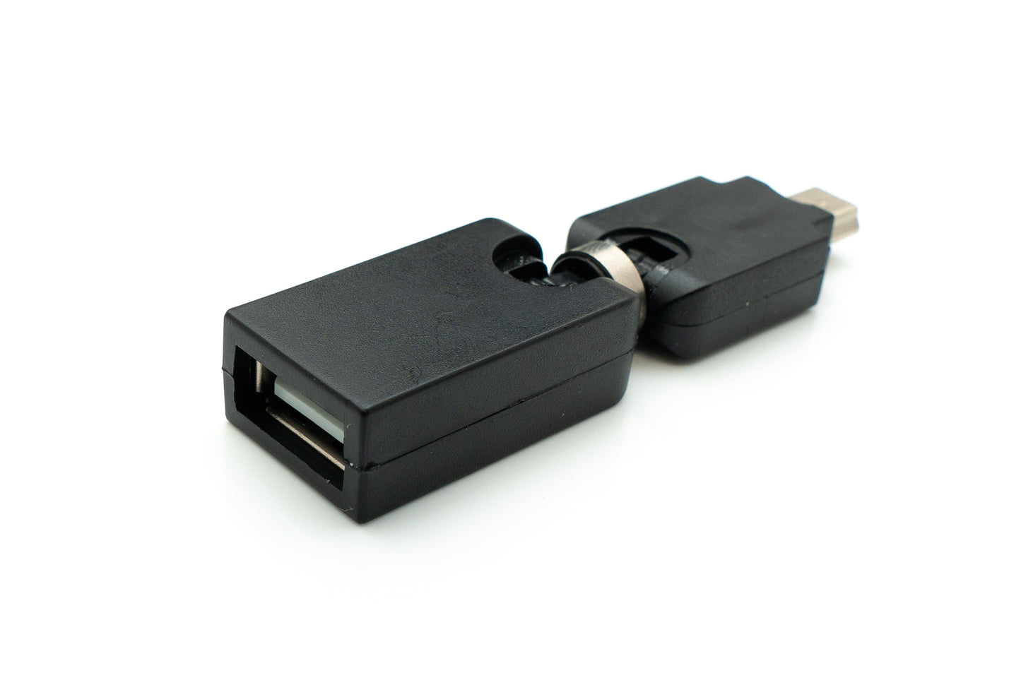 SYSTEM-S USB 2.0 Adapter Mini B Stecker zu Typ A Buchse 360° Winkel Kabel in Schwarz