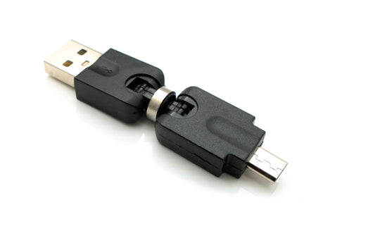SYSTEM-S USB 2.0 millistykki Micro B karlkyns í Type A kvenkyns 360° hornsnúra í svörtu