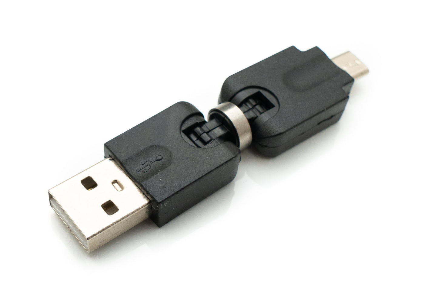SYSTEM-S USB 2.0 millistykki Micro B karlkyns í Type A kvenkyns 360° hornsnúra í svörtu