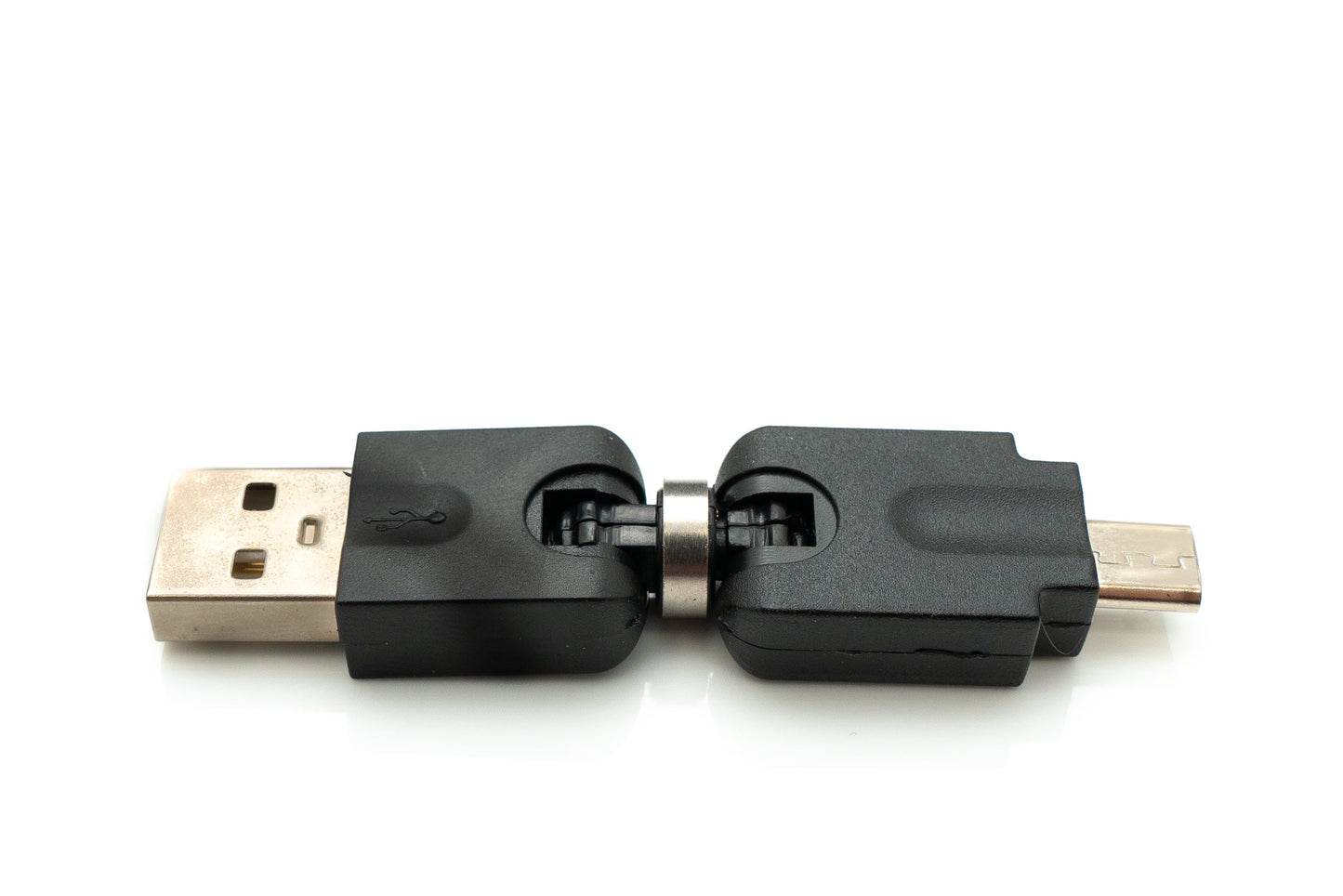 SYSTEM-S USB 2.0 millistykki Micro B karlkyns í Type A kvenkyns 360° hornsnúra í svörtu