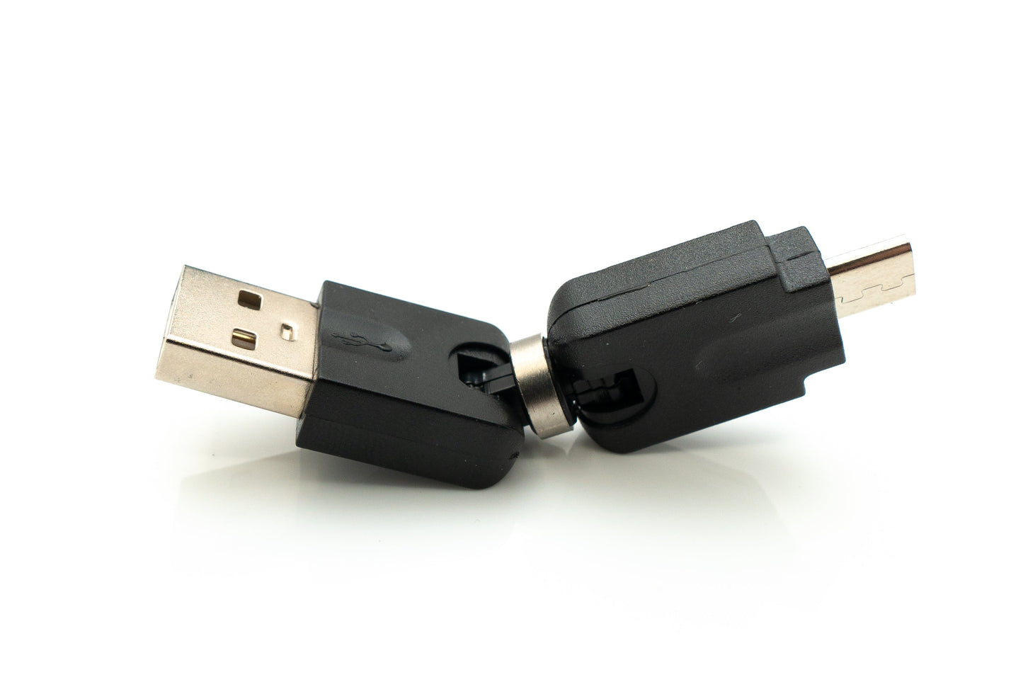 SYSTEM-S USB 2.0 millistykki Micro B karlkyns í Type A kvenkyns 360° hornsnúra í svörtu