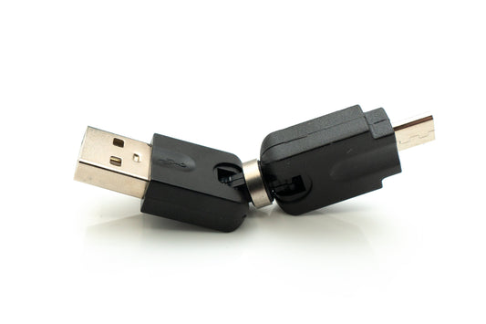 SYSTEM-S USB 2.0 millistykki Micro B karlkyns í Type A kvenkyns 360° hornsnúra í svörtu