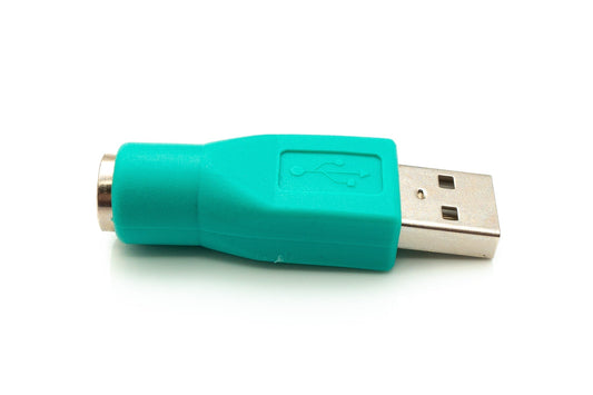 SYSTEM-S USB 2.0 millistykki af gerðinni A karlkyns í PS/2 karlkyns PS2 snúru í blágrænu