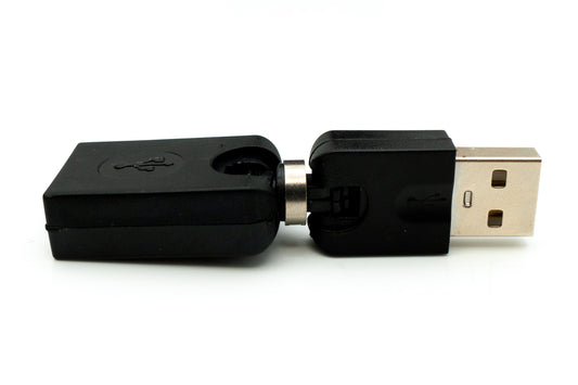 SYSTEM-S USB 2.0 millistykki af gerð A karlkyns í kvenkyns 360° hornsnúra í svörtu