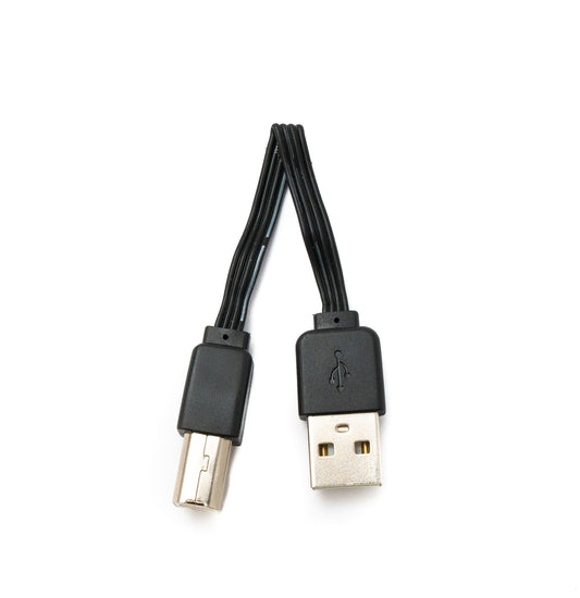 SYSTEM-S USB 2.0 snúra 13 cm karlkyns B í karlkyns A stutt flatt tengi í svörtu